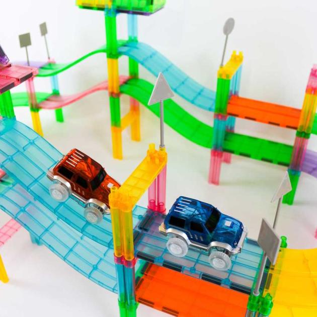 179 Parça Manyetik Bloklar - Yollar ve Arabalar Oyun Seti