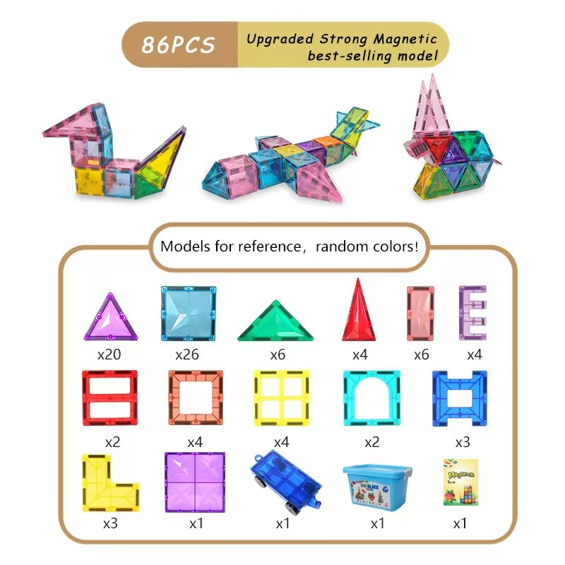 86 Parça Manyetik Yapı Blokları - Tamamı Mıknatıslı - Görsel 2